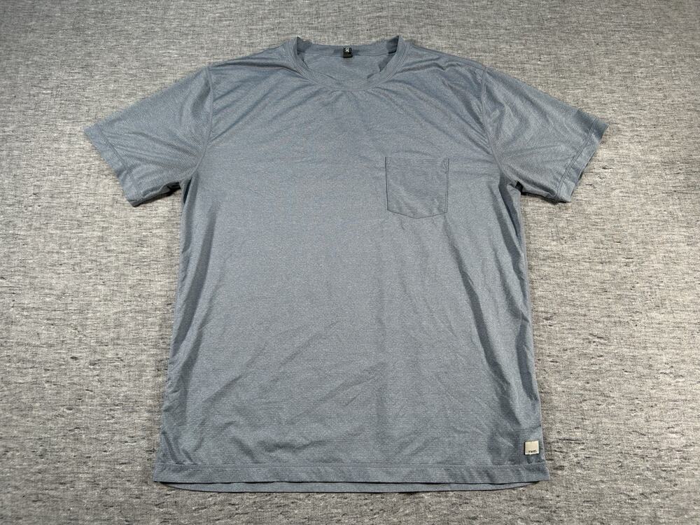 Vuori Tradewind Performance Shirt Mens Extra Large Blue Shot Sleeve Stretch V109